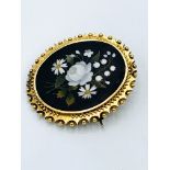 Italian floral Pietra Dura brooch