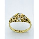 18ct gold and 4 diamond ring, size P 1/2, weight 4.5gms.