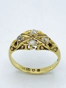 18ct gold and 4 diamond ring, size P 1/2, weight 4.5gms.