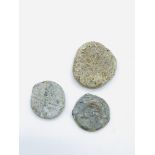 Mediaeval lead token and 2 others