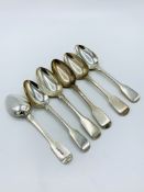 6 early 19th century silver dessert spoons