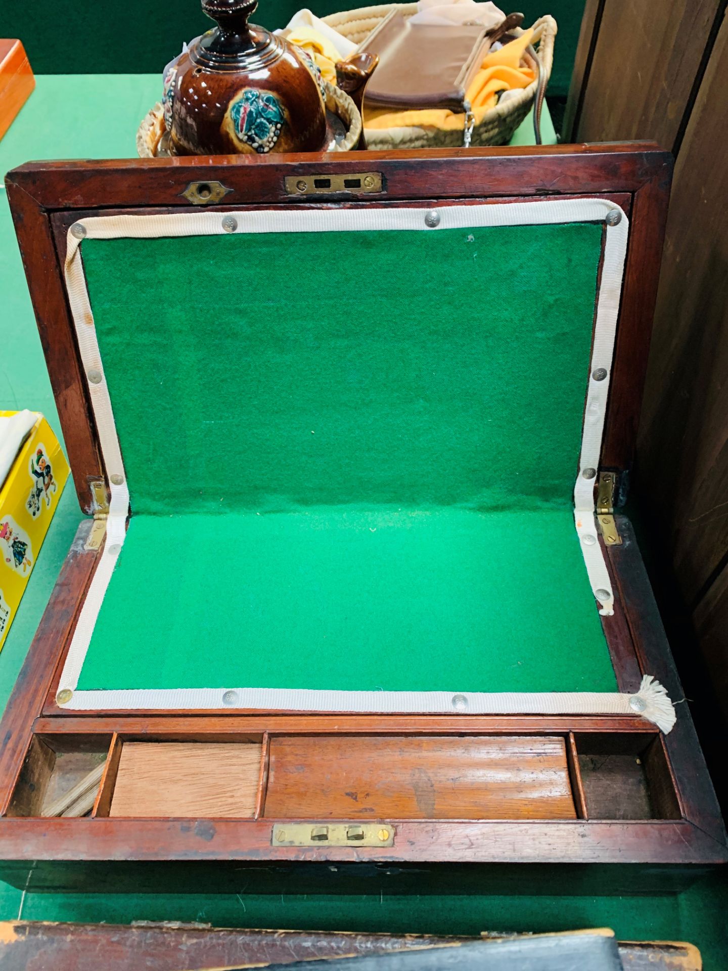 Brass bound mahogany writing slope. - Image 6 of 6