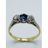 18ct gold, diamond and sapphire ring.