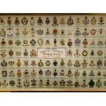 Framed and glazed "Crests and Badges of the British Army" by Gale and Polden