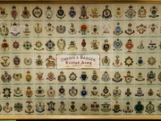 Framed and glazed "Crests and Badges of the British Army" by Gale and Polden