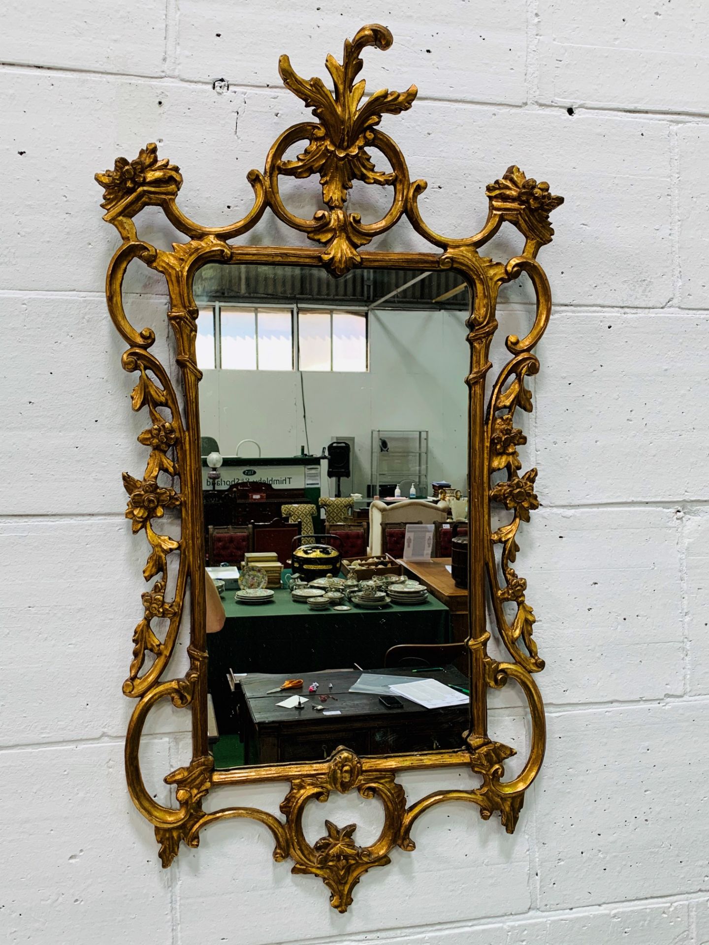 Two Georgian wall mirrors with ornately carved gilt plaster frames - Image 3 of 4