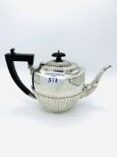 Large sterling silver Queen Anne style teapot, Birmingham 1933.