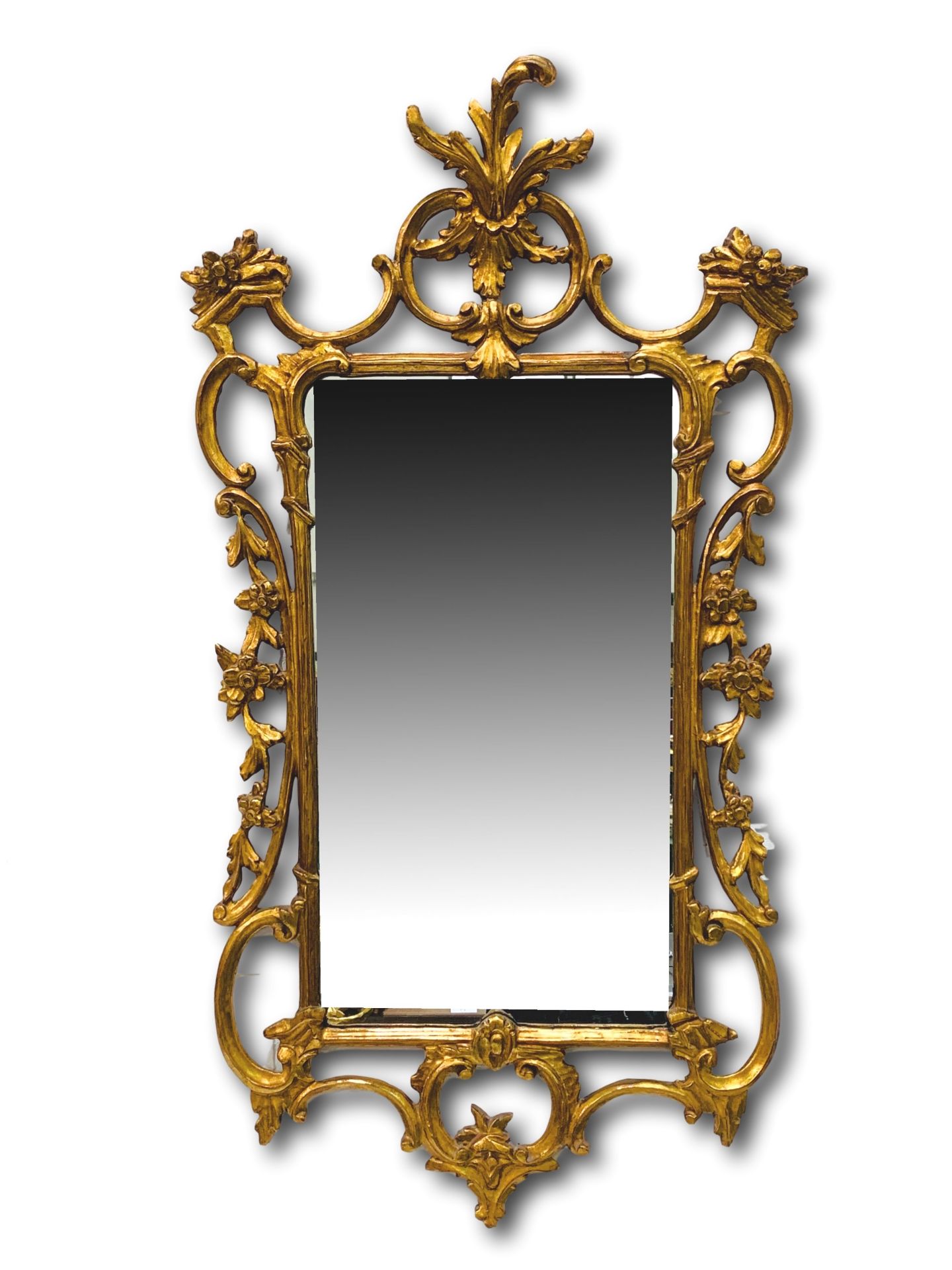 Two Georgian wall mirrors with ornately carved gilt plaster frames