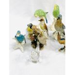Ten bird figurines,