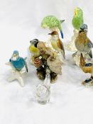 Ten bird figurines,