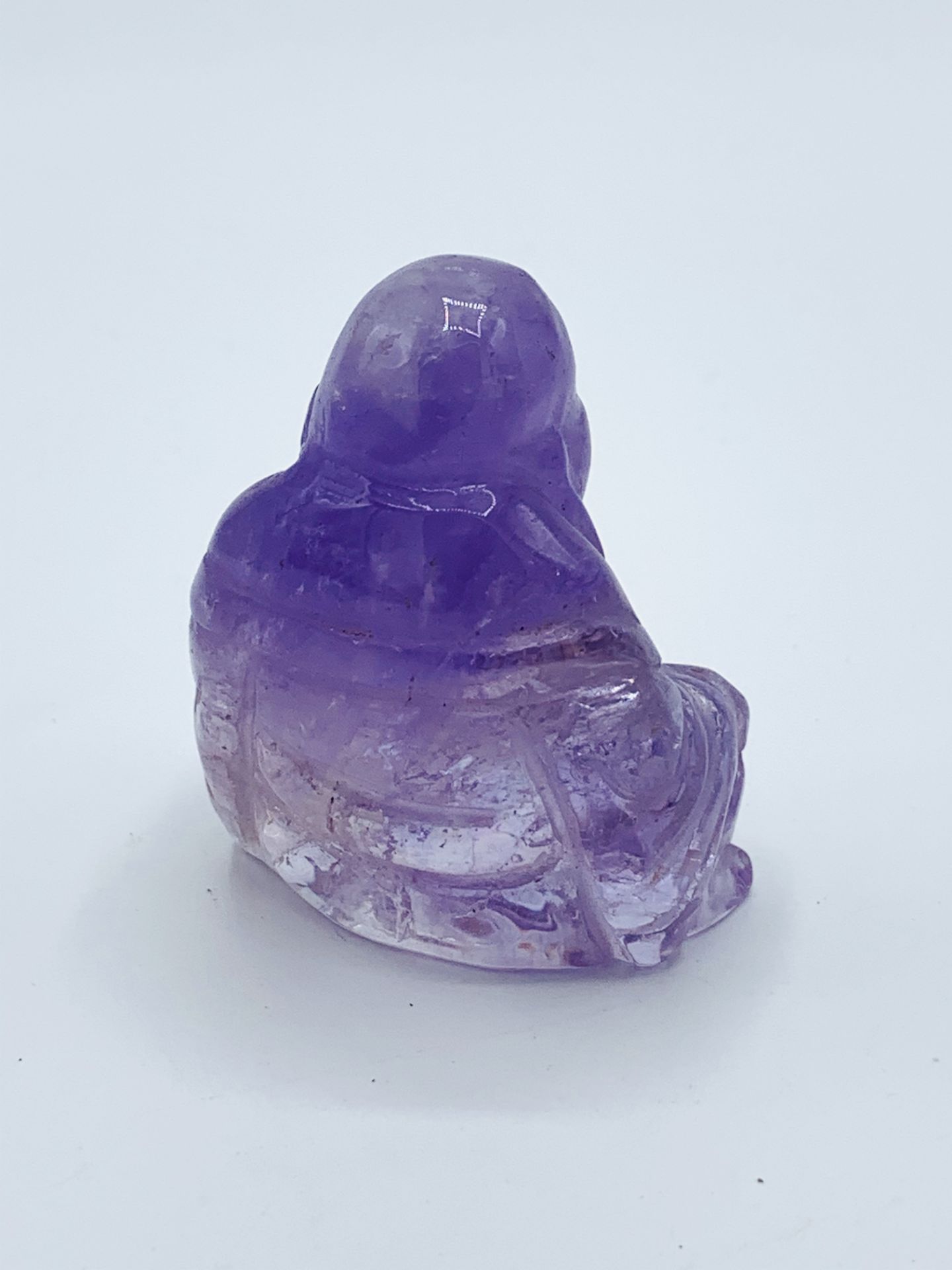 Hand carved Amethyst figure of the laughing Buddha - Image 2 of 3