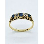 18ct gold Victorian sapphire and diamond ring, size Q, weight 3.6 gms.