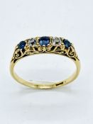 18ct gold Victorian sapphire and diamond ring, size Q, weight 3.6 gms.