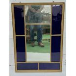 Victorian gilt framed wall mirror with blue glass surround