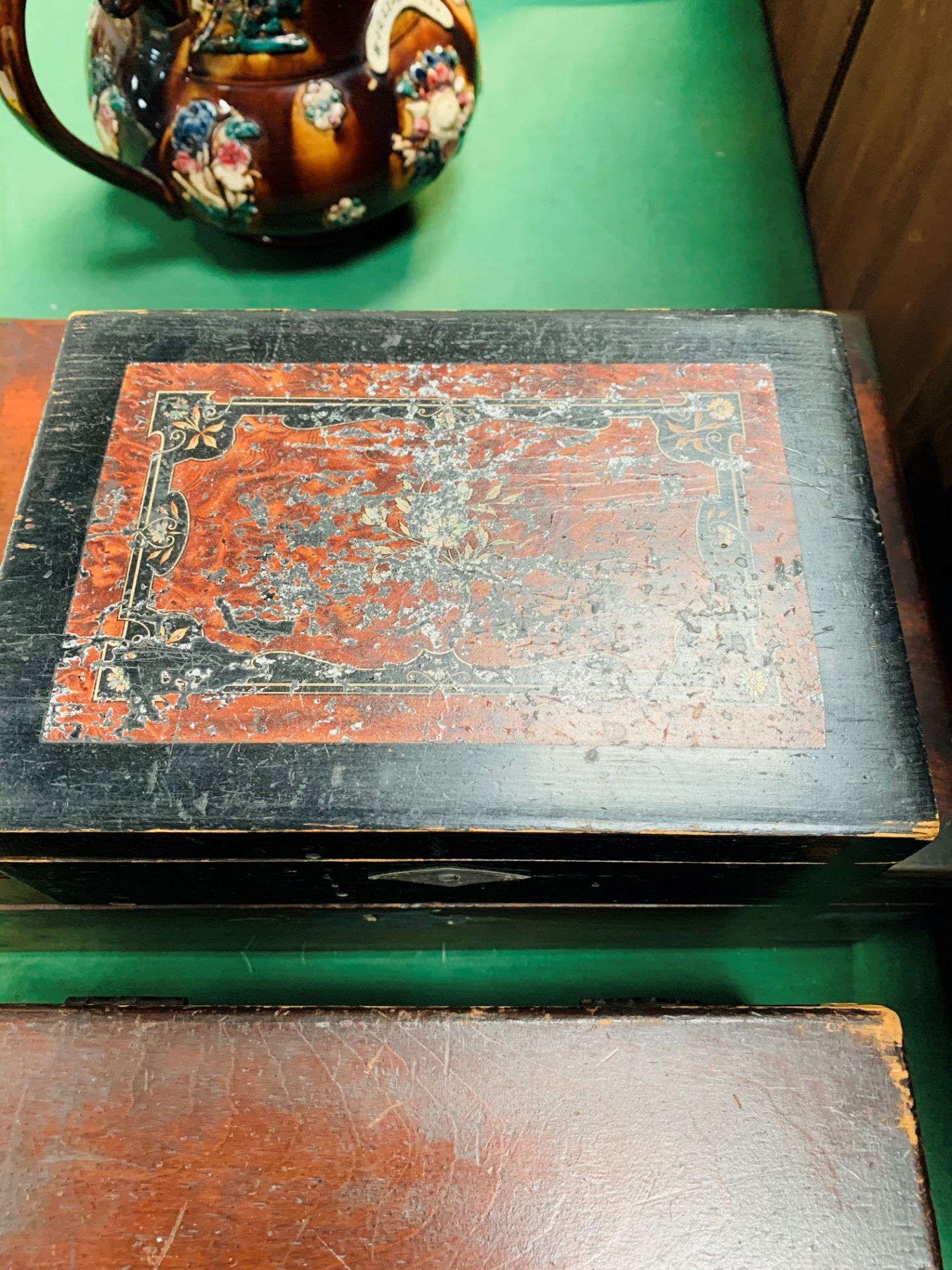 Brass bound mahogany writing slope. - Image 4 of 6