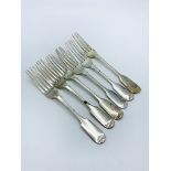 6 Victorian silver dessert forks