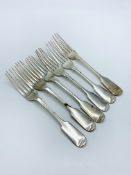 6 Victorian silver dessert forks