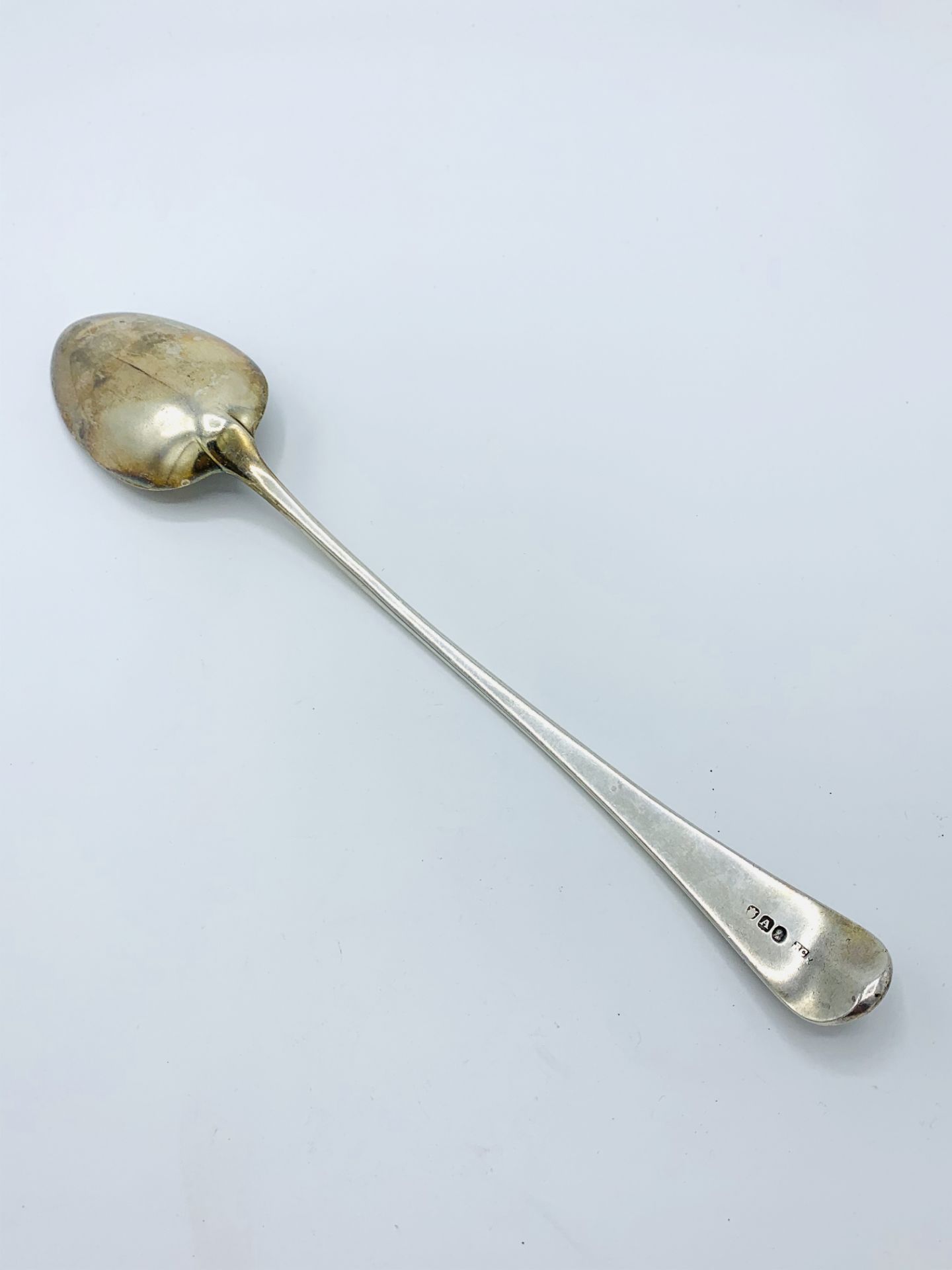 Late 18th century silver serving spoon