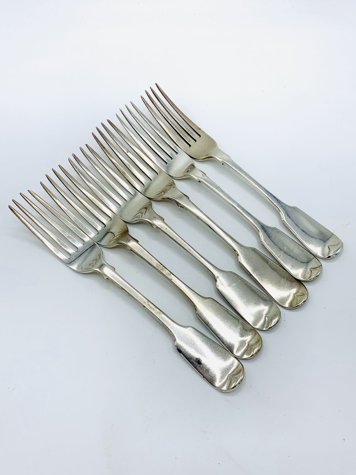 6 Victorian silver table forks - Image 2 of 2