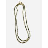 9ct gold rope necklace, length 45cms, weight 6.2gms.