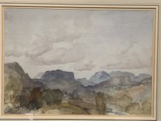 Sir William Russell Flint RA, PRWS, (1880-1969) watercolour landscape Twlight in the Garonne Valley