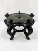 Chinese Ebonised serpentine legged jardiniere stand, height 22cms.