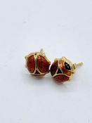 9ct ladybird earrings 1.5gms.
