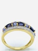 750 gold, sapphire and diamond ring, 5.7gms