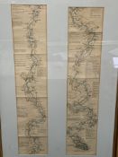 "Oarsmen and Anglers' map of the River Thames" by James Reynolds, in two framed and glazed panels..