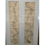 "Oarsmen and Anglers' map of the River Thames" by James Reynolds, in two framed and glazed panels..