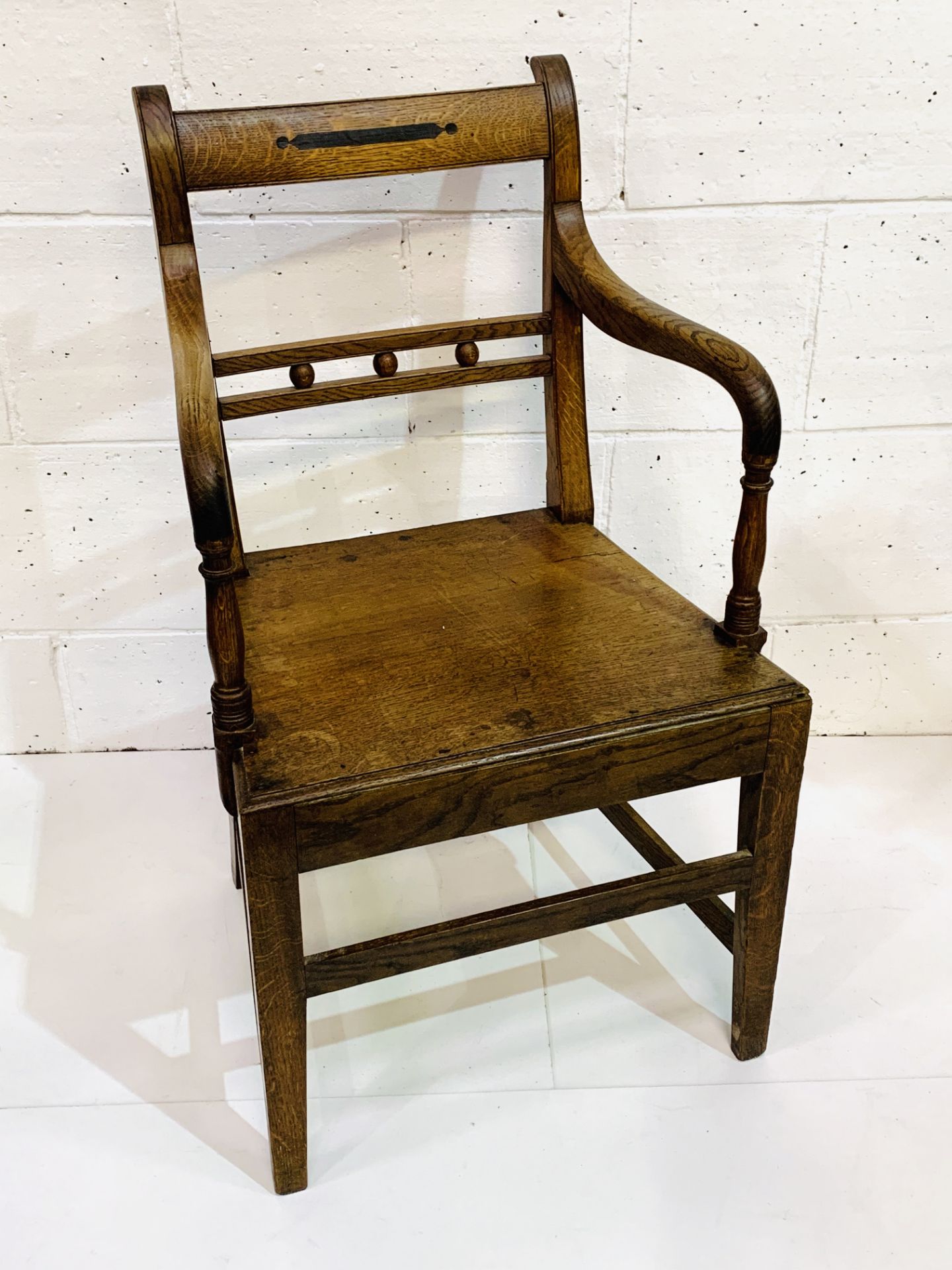 Victorian oak open arm chair