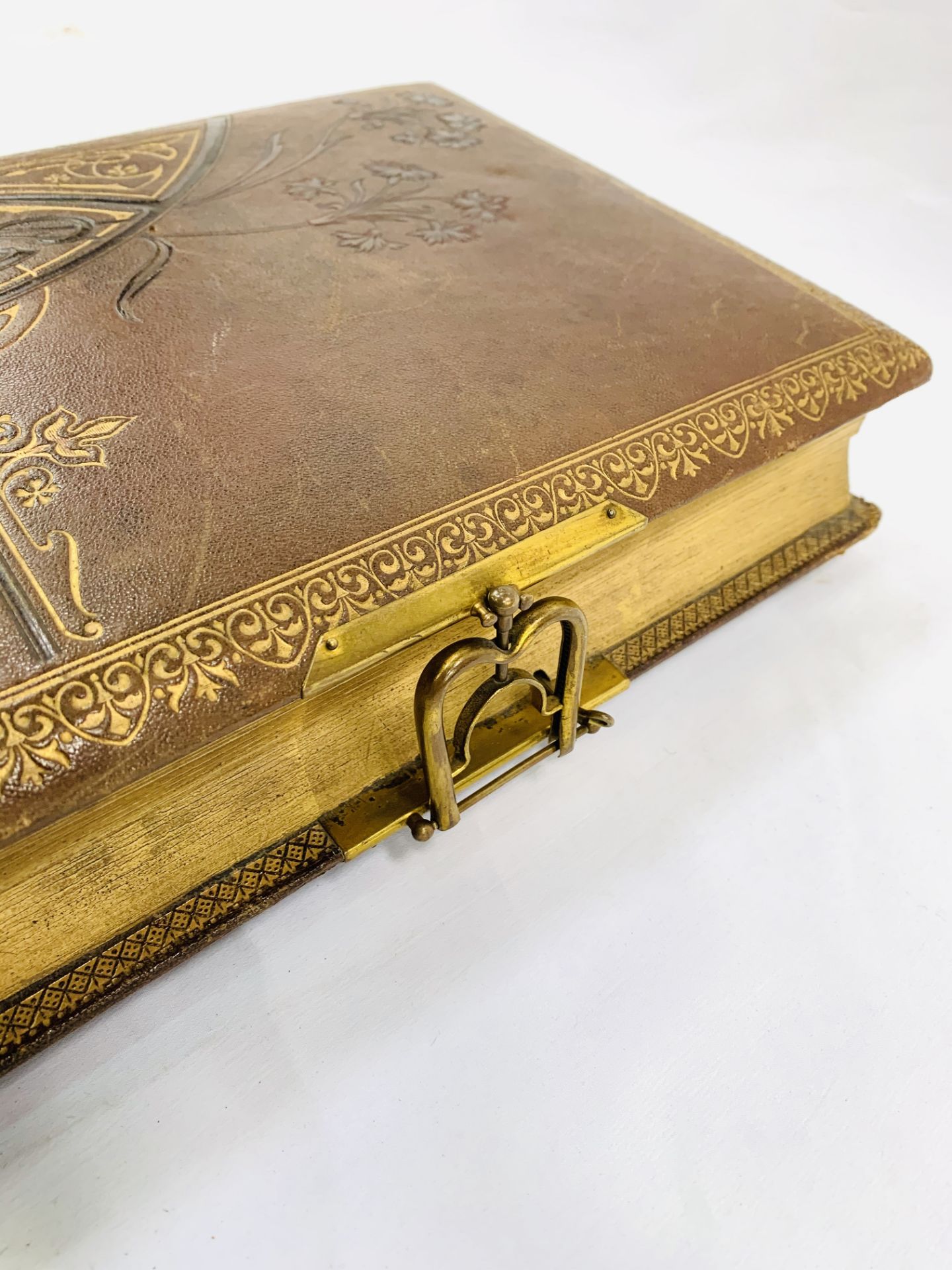 Tooled leather bound Edwardian photograph album. - Image 4 of 4