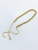 750 gold woven necklace, length 35cms, weight 11.2gms.