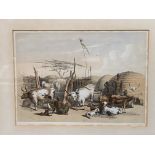Framed and glazed lithograph of an African scene by George French