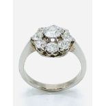 Platinum diamond cluster ring.