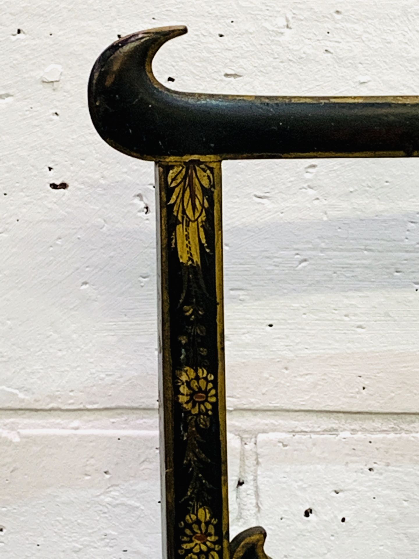 Ebonised and gilt decorated cane seat ladder back chair. - Image 2 of 5