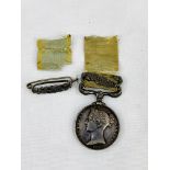 1854 Crimean War Medal with Sebastopol bar and silver laurel leaf brooch mount.