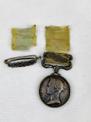 1854 Crimean War Medal with Sebastopol bar and silver laurel leaf brooch mount.