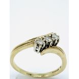 9ct gold and 3 diamond ring, 3.0gms