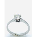 18ct white gold solitaire diamond ring, approximately 0.75ct, size J.