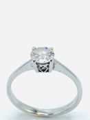 18ct white gold solitaire diamond ring, approximately 0.75ct, size J.