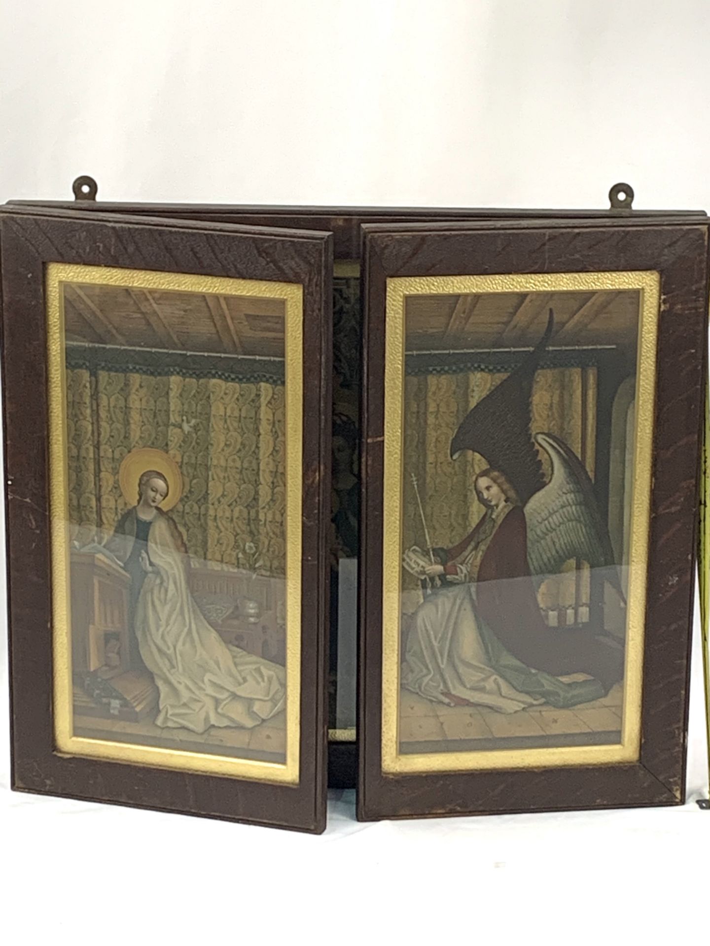 19th century wooden framed Russian Icon, in five glazed panels. - Image 8 of 10