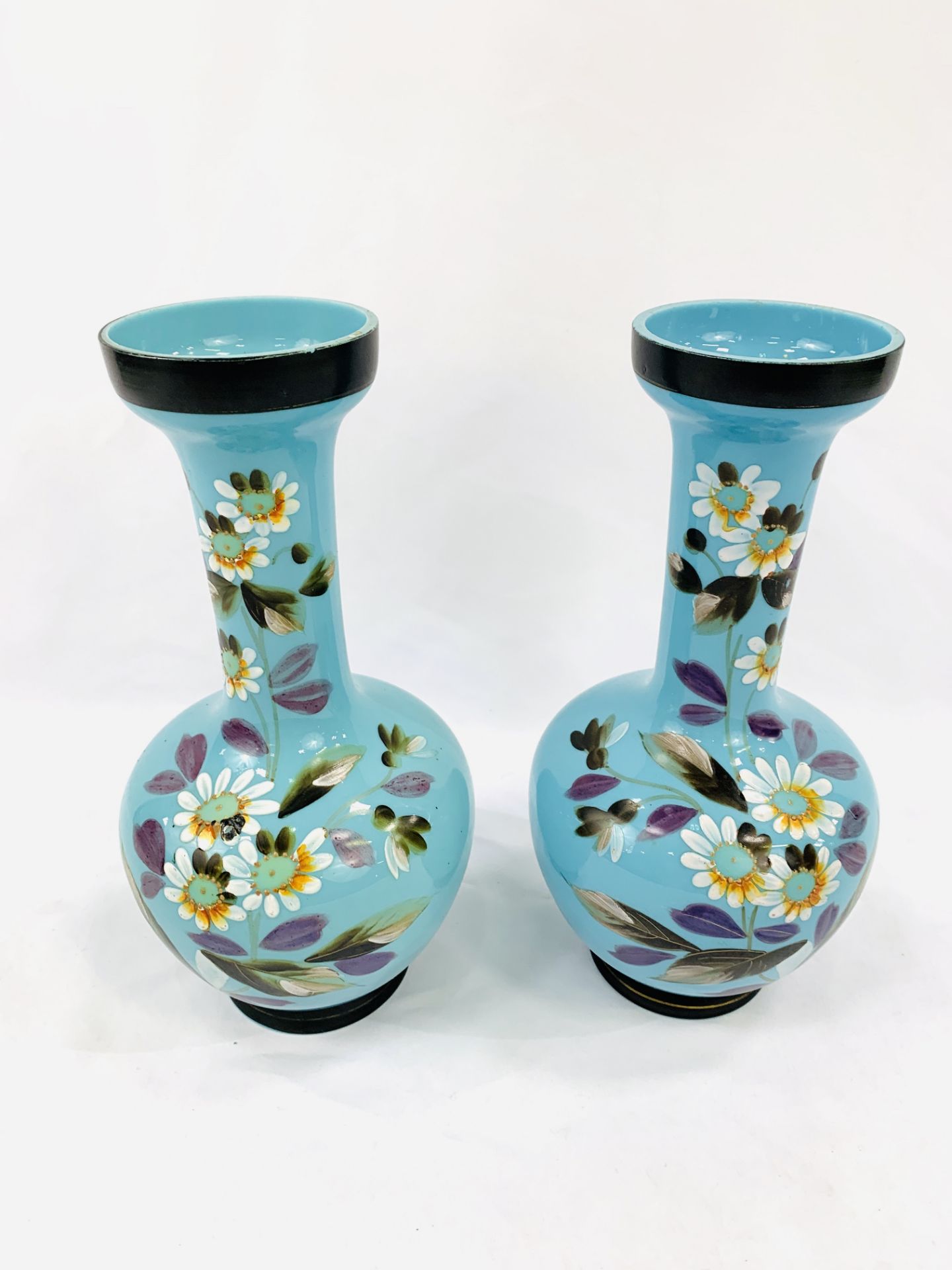 Pair of 1970's hand painted Gourd vases. - Image 2 of 2