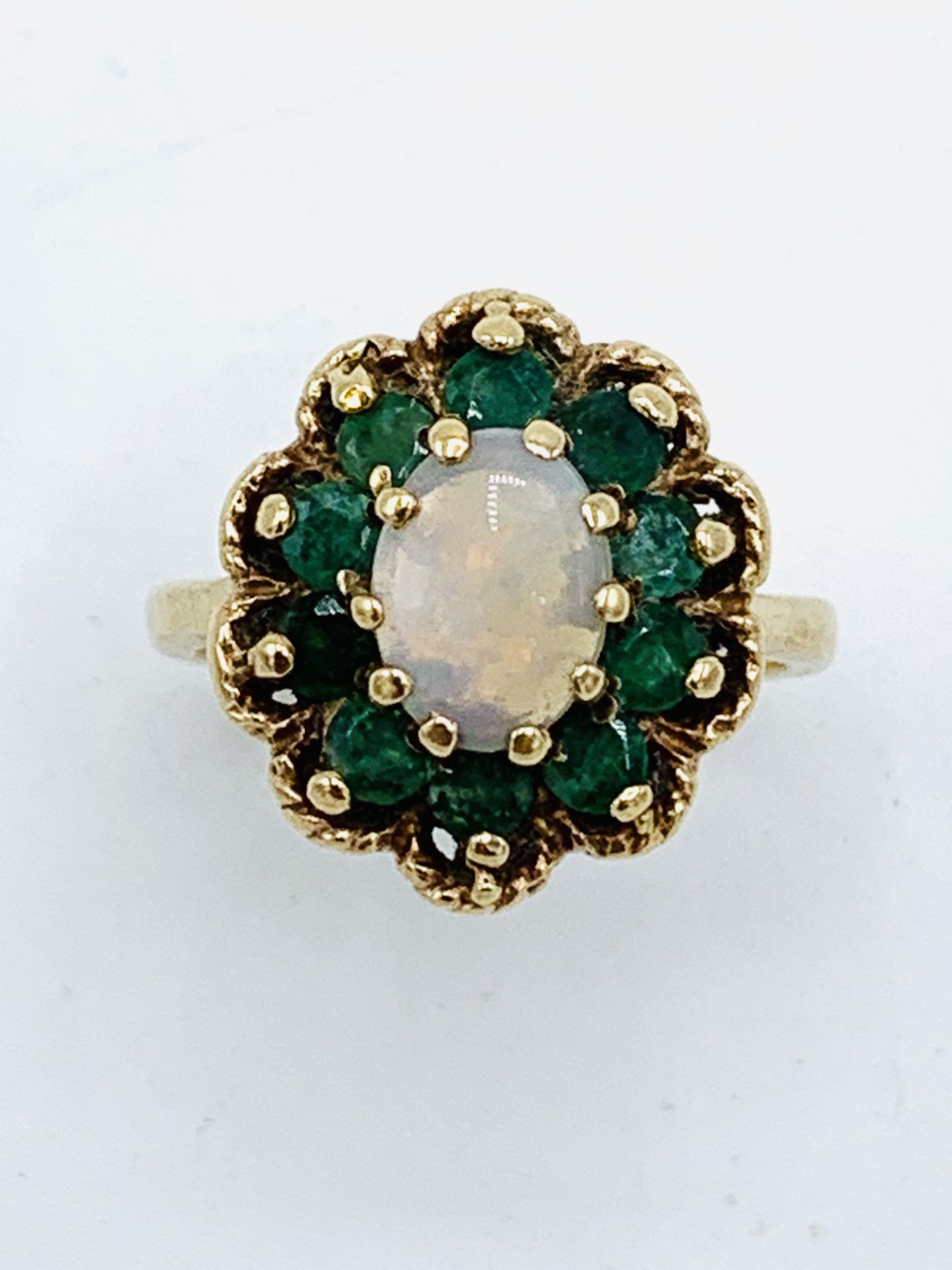 9ct gold, opal and pale green stone ring, 4.5gms - Image 3 of 5