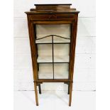 Edwardian string inlay mahogany display cabinet.