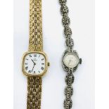 9ct gold case and strap Omega lady's wrist watch; and a cocktail watch