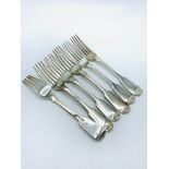 6 Victorian silver table forks