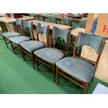 Six 1950's style upholstered dining chairs by Everest.