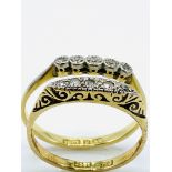 18ct gold and platinum Victorian 5 diamond ring, size R; together with another similar ring.