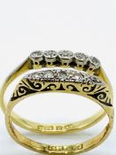 18ct gold and platinum Victorian 5 diamond ring, size R; together with another similar ring.